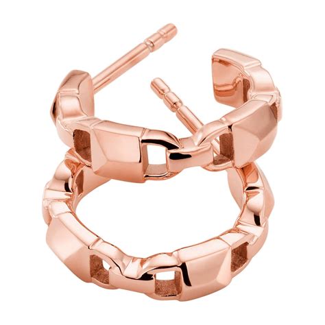 michael kors sterling rose gold mercer link mini hoops